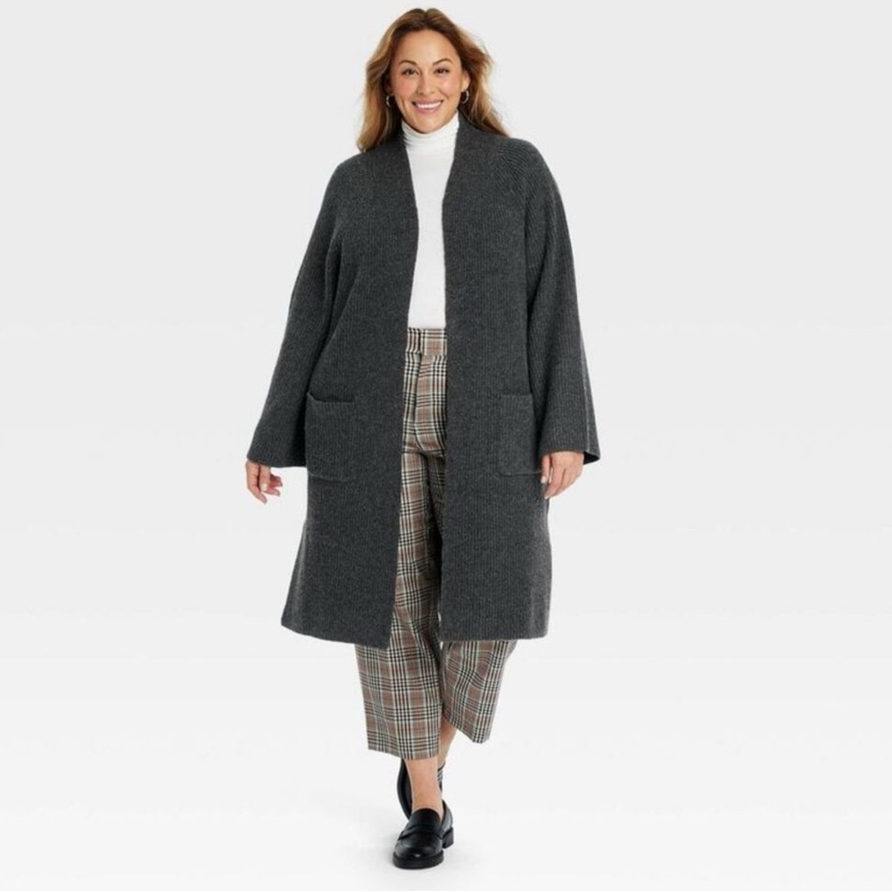 Open Box - Ava & Viv - Women's Coatigan Sweater - Ava & Viv Charcoal Gray Gray - Picture 2 of 5